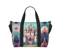 Classica borsa a tracolla con stampa castello, adatta per viaggi d'affari, fitness e viaggi.