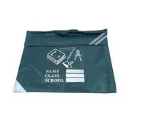 Classica borsa per libri scolastici, in poliestere resistente e raso, prodotta nel Regno Unito, 6 colori, Verde, L