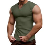 Classica Canotte Uomo Canottiera Cotone E Lino Leggera Moda Casual Oversize T-Shirt Muscolo Leggero Canotta da Allenamento Estivo Gym Smanicato per Lo Sport