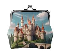 Classica fiaba Castle03 Stampa Vintage Leather Change Purse Elegante Piccolo Portamonete per le Donne Portafoglio Mini