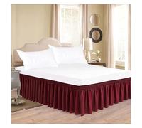 Classica gonna da letto in tinta unita spessa ben realizzata con tessuto resistente alle rughe e allo sbiadimento cintura elastica allargata(Burgundy,King 200x200x38cm)