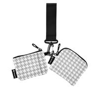 Classica Grigio Grigio Bianco Pied de Poule Delle Donne Sacchetti Della Moneta Delle Donne Titolare Carino Moda Cerniera Cash Coin Purse con Cerniera Tasca per la Signora 2 Confezioni estuche para
