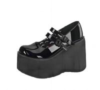 Classica Moda Femminile Lolita Carino Mary Janes Pompe Piattaforma Zeppe Tacchi Alti Delle Donne Pompe Dolce Gotico Punk, Vernice nera, 40.5 EU