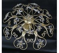 Classica plafoniera oro per salotto con fiori e petali in cristallo art.L27