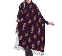 Classica Sciarpa Donna Inverno Day of The Dead Red Roses Mexican Sugar Skulls Sciarpe Inverno Moda Scialle 68X196cm