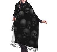Classica Sciarpa Donna Inverno Skull Art Gothic Skull and Bones Foulard Donna Moda Scialle 68X196cm