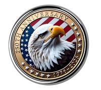 Classica spilla commemorativa per il 250° anniversario degli Stati Uniti, perfetta per giacche, cappotti e cappelli, gioielli patriottici americani, One Size, come descritto