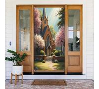 Classica stampa chiesa n. 30 coperture decorative per porte, striscione decorativo per interni/esterni, primavera, estate, autunno, inverno, Halloween, Natale, decorazioni per la casa