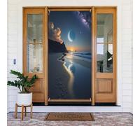 Classica stampa notturna sulla spiaggia n. 89 coperture decorative per porte, decorazioni per interni/esterni, primavera, estate, autunno, inverno, Halloween, Natale, decorazioni per la casa