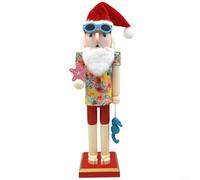 Classica statuetta schiaccianoci in legno a forma di Babbo Natale, 38 cm, per tavolo festivo e decorazione natalizia stagionale (D)