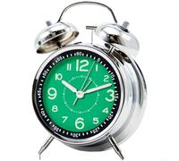 Classica sveglia in metallo con forte campanello meccanico silenzioso Sweep lancetta dei secondi morbida luce notturna per bambini studenti casa ufficio colore argento 10,2 cm per quadrante (B)