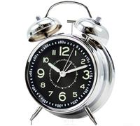 Classica sveglia in metallo con forte campanello meccanico silenzioso Sweep lancetta dei secondi morbida luce notturna per bambini studenti casa ufficio colore argento 10,2 cm per quadrante (C)