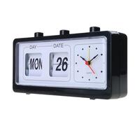 Classica sveglia meccanica retrò con calendario capovolto manuale data giorno ora display per soggiorno o ufficio girare pagina orologio da scrivania