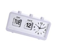 Classica sveglia meccanica retrò con calendario capovolto manuale data giorno ora display per soggiorno o ufficio ABS Shell Clock