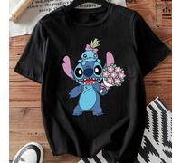 Classica T-shirt retrò americana con stampa a punto croce e marchio Disney, stile street, traspirante in cotone primaverile ed estivo, non soffocante, ideale per chi ama viaggiare in tutta tranquillit