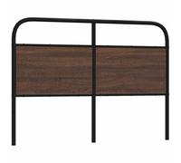 Classica testiera del letto in rovere marrone da 120 cm, acciaio e legno, design elegante, robusta struttura in metallo, gambe forti, ottimo supporto per la schiena durante