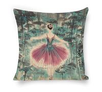 Classical Ballet Elegant Ballerina Copricuscini Comodo Federe Copricuscino con Cerniera Cuscino Copricuscini per Giardino Casa Estate 45X45Cm