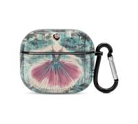 Classical Ballet Elegante Ballerina Bluetooth Earbuds Case Cover Full Body Protezione Antiurto Custodia Rigida Supporto Ricarica Wireless con Portachiavi Regalo Personalizzato per AirPods 3