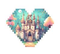 Classical Castle Print Building Brick Block Puzzle - Puzzle con immagine a forma di cuore, puzzle in legno