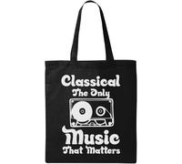 Classical The Only Music That Matters Nastro Grafico Naturale Cotone Ecologico Tote Bag Nero, Nero, Taglia Unica, Nero, One size