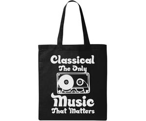 Classical The Only Music That Matters Nastro Grafico Naturale Cotone Ecologico Tote Bag Nero, Nero, Taglia Unica, Nero, One size