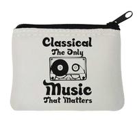 Classical The Only Music That Matters - Portamonete in neoprene con motivo a cassetta grafica, 10 x 11 cm, colore: Bianco, bianco, Taglia unica