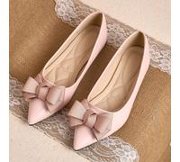 Classiche ballerine a punta in raso nero con fiocco, texture in raso delicata morbida ed elegante, decorazione con fiocco 3D aggiunge un tocco di eleganza gentile, design a punta affina il piede, fode