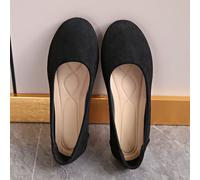 Classiche scarpe da donna con punta tonda e suola piatta, taglie comode dalla 36 alla 43, con avampiede rinforzato per il benessere del piede, design ottimizzato del tacco per prevenire lo scivolament