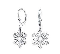 Classici Orecchini A Goccia Con Pendente A Fiocco Di Neve Per Feste Natalizie Per Donne Adolescenti, Lucidati In Argento Sterling .925 Con Chiusura A Levetta