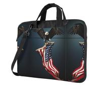 Classico 3d Aquila Calva che vola Con Bandiera Americana Laptop Bag Valigetta Pad Notebook Scomparto Elegante Business Bag Separato Ufficio, Nero , 13 inch