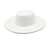 Classico 9.5CM Grande Tesa Larga Fedora Cappello per le Donne Moda Autunno Inverno Feltro Chiesa Cappelli Abito Da Sposa Jazz Cap, bianco, 7 / 7 1/4