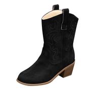 Classico a punta tacco grosso Cowboy Western Stivali in pelle da donna nuovi cento set piede stivali moda grandi dimensioni scarpe da donna 2026 stivali di gomma da donna, Nero , 38 EU