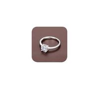 Classico anello in argento a quattro artigli da donna, anello di fidanzamento con diamanti finti taglio rotondo, anello di fidanzamento con zirconia cubica, anello di promessa infinito per donna 10#