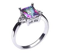 Classico Anello Multicolore Anello di Cristallo Quadrato Anello di Fidanzamento di Nozze Per Le Donne Sposa 7 Fine Artigianato Fashion Book