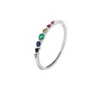 Classico Arcobaleno Rubino Smeraldo Sngle Fila Piena di Diamanti Coppie Anello Per Le Donne Originale Argento Sterling Regalo Gioielli Del Partito