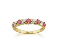 Classico Art Nouveau Stile Rotondo Rubino & Anello Diamante Half Eternity