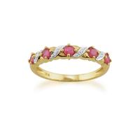 Classico Art Nouveau Stile Rotondo Rubino & Anello Diamante Half Eternity