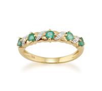 Classico Art Nouveau Stile Rotondo Smeraldo & Anello Diamante Half Eternity
