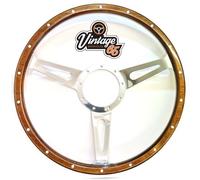 Classico Auto Legno Cerchio Volante 16 " Piatto 9 Foro Vintage Rivettati &