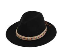 Classico Cappello Fedora A Tesa Larga per Donna E Uomo Eleganti Cappelli in Feltro Formali Cappello Fedora retrò per Feste E Chiesa Hat da Sole per Esterni(Black)