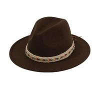 Classico Cappello Fedora A Tesa Larga per Donna E Uomo Eleganti Cappelli in Feltro Formali Cappello Fedora retrò per Feste E Chiesa Hat da Sole per Esterni(Dark Coffee)