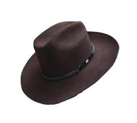 Classico cappello Fedoras di lana a tesa larga cowboy occidentale per cena all'aperto abbigliamento casual cappelli donna cappello donna bambini, Marrone, Taglia unica