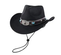 Classico cappello unisex da cowboy per uomini e donne, cappello in denim solido con decorazione a testa toro vintage, stile jazz, cappello da cowboy per adulti, perfetto per ogni avventura da cowboy