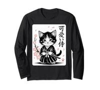 Classico Carino Kawaii Baby Samurai Cat - Carino Giapponese Sakura Maglia a Manica