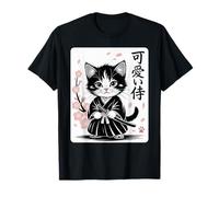 Classico Carino Kawaii Baby Samurai Cat - Carino Giapponese Sakura Maglietta