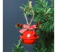 Classico ciondolo a forma di campana di Natale in metallo, progettato per essere appeso su alberi o varie decorazioni per la casa per celebrare le festività natalizie (rotondo rosso)