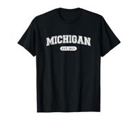 Classico College-Style Michigan 1837 Distressed Maglietta