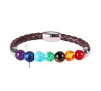 Classico Colorato Sette Chakra Pietra Naturale Perlina Bracciali per Le Donne Vintage Charm Uomini Magnete in Pelle Gioielli Femminili Regalo
