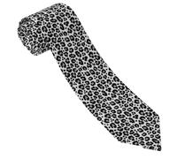 Classico Cravatta Per Completo, Black Grey Leopard Print Fashion, Cravattino Per Completo, Extra Lungo Cravatte Sottili Per Ballo Di Fine Anno Ufficio Affari