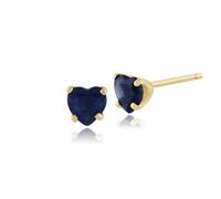 Classico Cuore Luce Zaffiro Blu Bottone Orecchini IN 9ct Oro Giallo 4mm